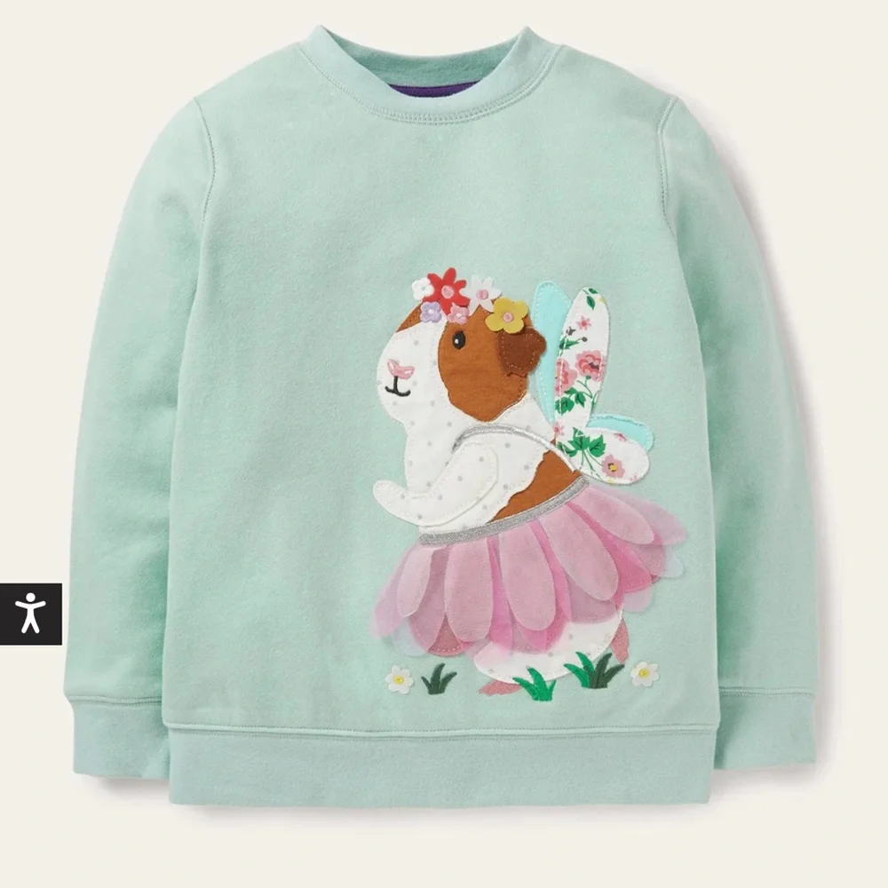 Beautiful Mini Boden Guinea Pig Sweatshirt and Tulle Skirt Set
